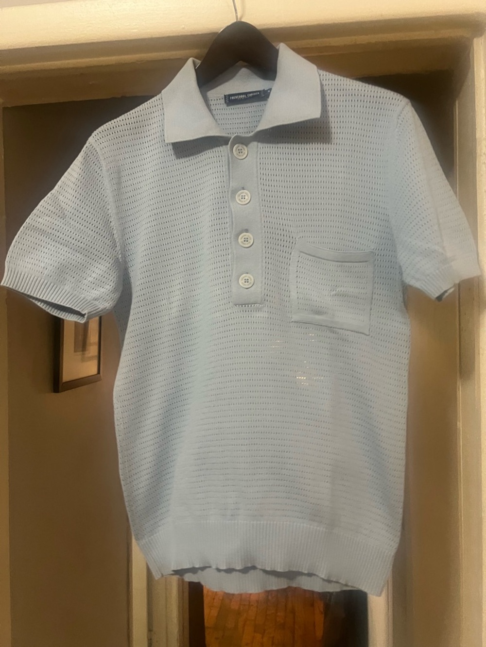 Frescobol Carioca Open Knit light Blue polo excellent condition